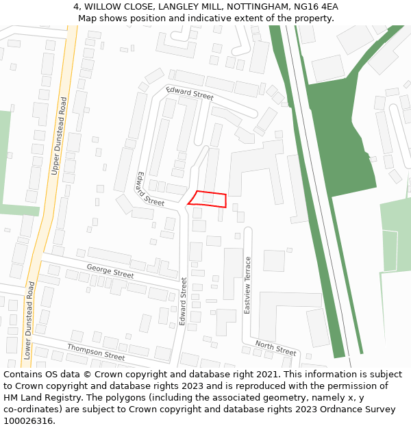 4, WILLOW CLOSE, LANGLEY MILL, NOTTINGHAM, NG16 4EA: Location map and indicative extent of plot