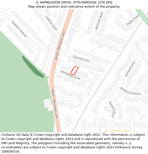 4, WIMBLEDON DRIVE, STOURBRIDGE, DY8 2PQ: Location map and indicative extent of plot