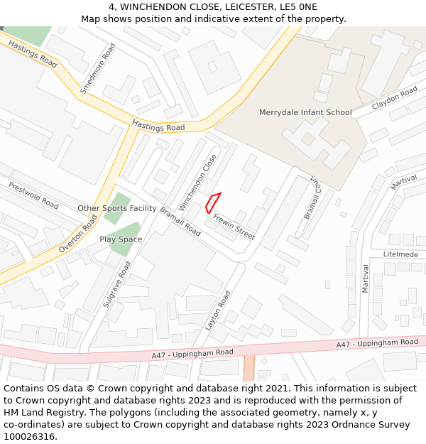 4, WINCHENDON CLOSE, LEICESTER, LE5 0NE: Location map and indicative extent of plot