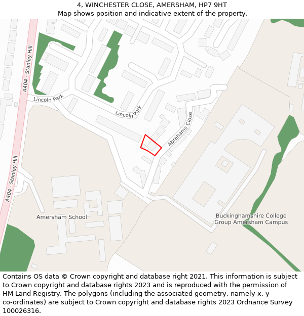 4, WINCHESTER CLOSE, AMERSHAM, HP7 9HT: Location map and indicative extent of plot