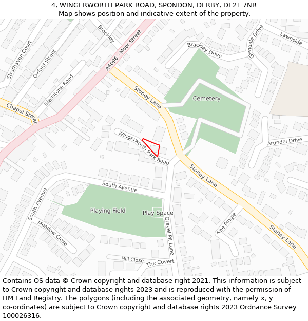 4, WINGERWORTH PARK ROAD, SPONDON, DERBY, DE21 7NR: Location map and indicative extent of plot