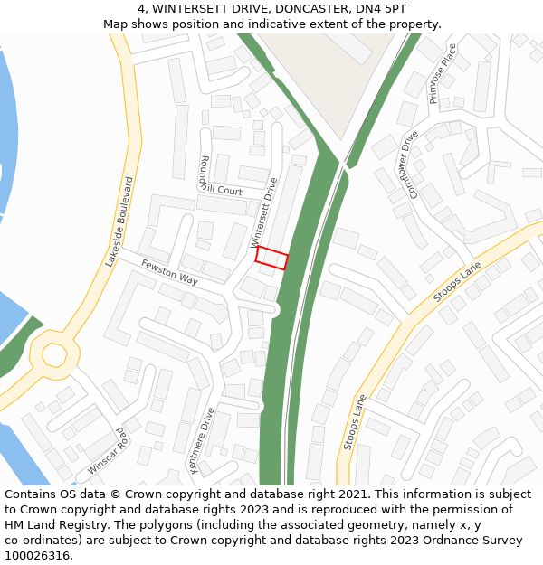 4, WINTERSETT DRIVE, DONCASTER, DN4 5PT: Location map and indicative extent of plot