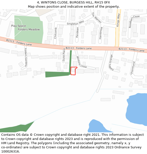 4, WINTONS CLOSE, BURGESS HILL, RH15 0FX: Location map and indicative extent of plot