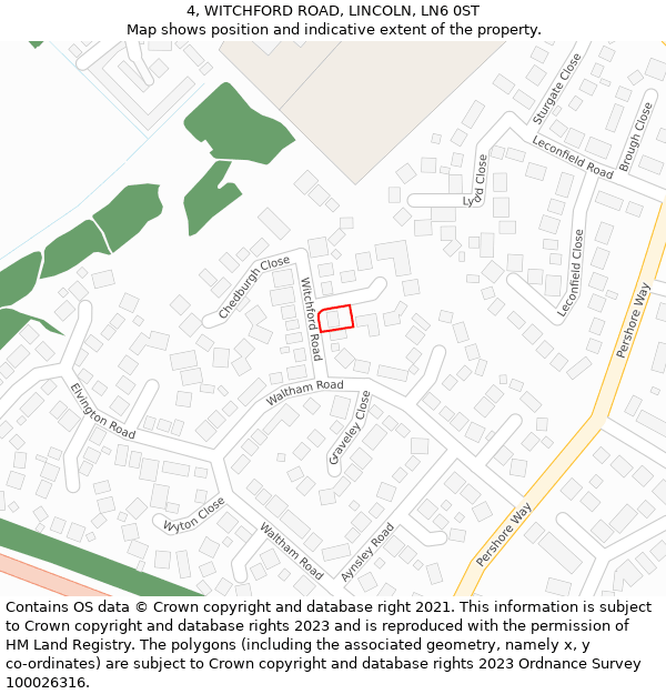 4, WITCHFORD ROAD, LINCOLN, LN6 0ST: Location map and indicative extent of plot