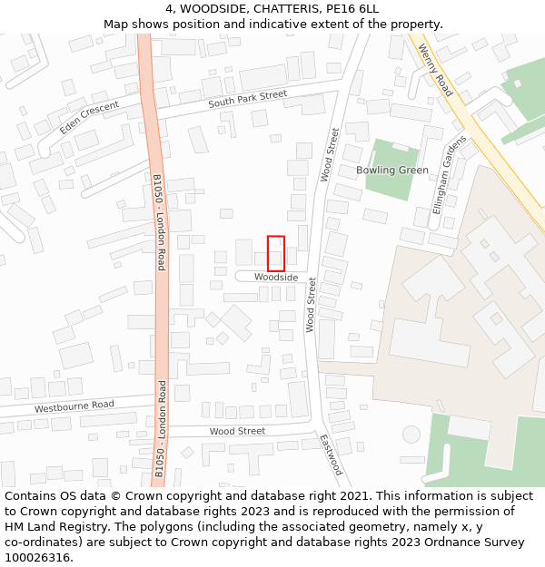 4, WOODSIDE, CHATTERIS, PE16 6LL: Location map and indicative extent of plot