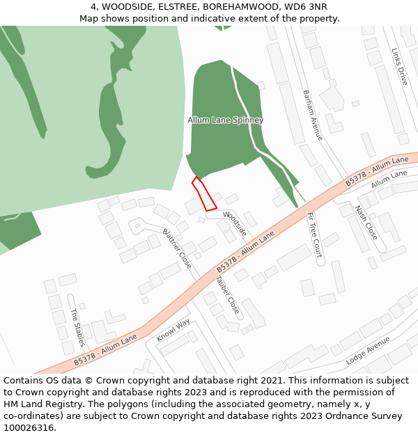 4, WOODSIDE, ELSTREE, BOREHAMWOOD, WD6 3NR: Location map and indicative extent of plot
