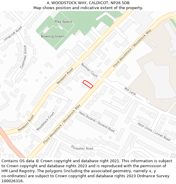 4, WOODSTOCK WAY, CALDICOT, NP26 5DB: Location map and indicative extent of plot