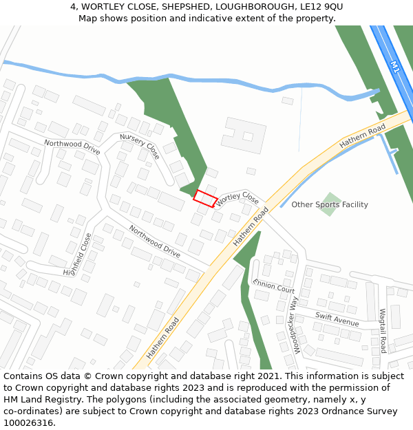 4, WORTLEY CLOSE, SHEPSHED, LOUGHBOROUGH, LE12 9QU: Location map and indicative extent of plot