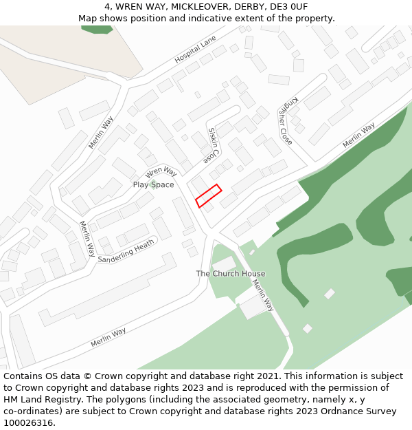 4, WREN WAY, MICKLEOVER, DERBY, DE3 0UF: Location map and indicative extent of plot