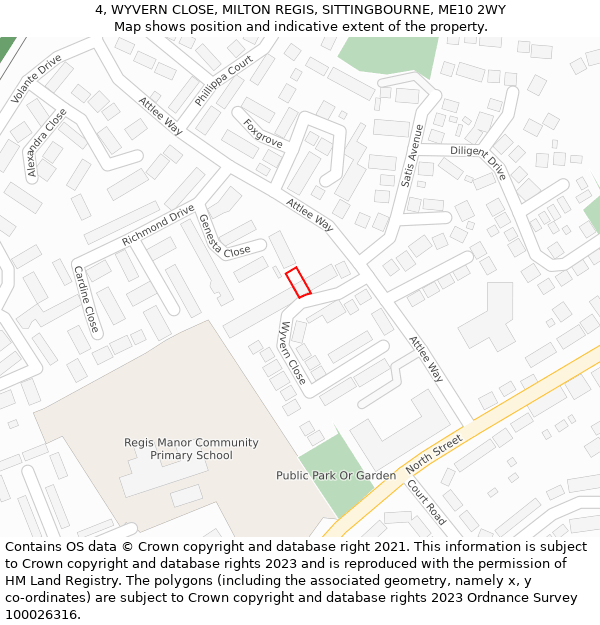 4, WYVERN CLOSE, MILTON REGIS, SITTINGBOURNE, ME10 2WY: Location map and indicative extent of plot