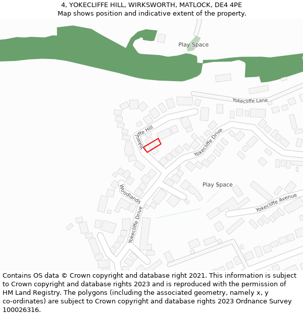 4, YOKECLIFFE HILL, WIRKSWORTH, MATLOCK, DE4 4PE: Location map and indicative extent of plot