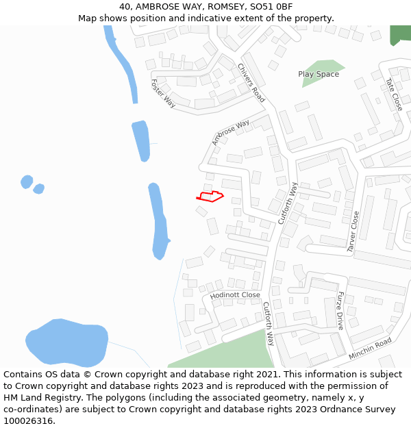 40, AMBROSE WAY, ROMSEY, SO51 0BF: Location map and indicative extent of plot