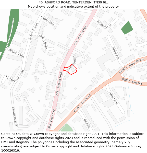 40, ASHFORD ROAD, TENTERDEN, TN30 6LL: Location map and indicative extent of plot