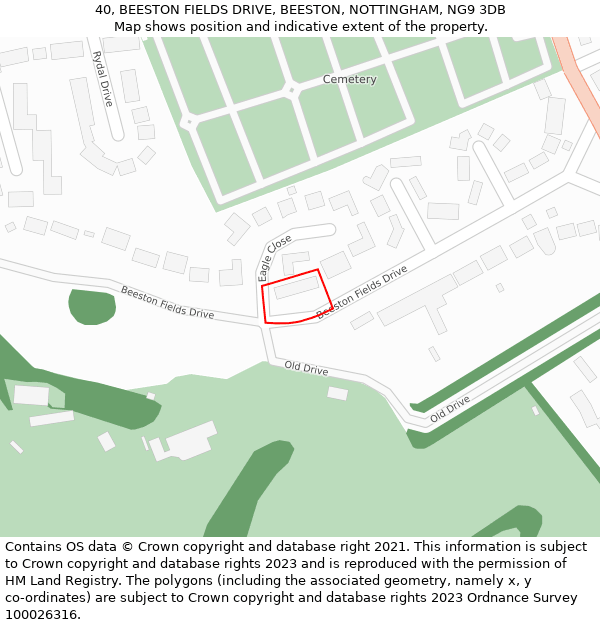 40, BEESTON FIELDS DRIVE, BEESTON, NOTTINGHAM, NG9 3DB: Location map and indicative extent of plot