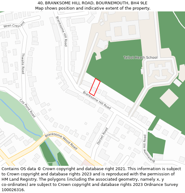 40, BRANKSOME HILL ROAD, BOURNEMOUTH, BH4 9LE: Location map and indicative extent of plot