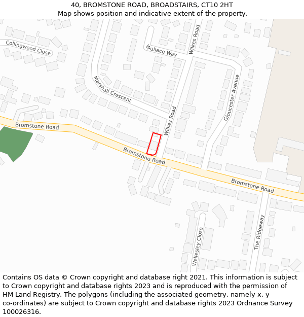 40, BROMSTONE ROAD, BROADSTAIRS, CT10 2HT: Location map and indicative extent of plot