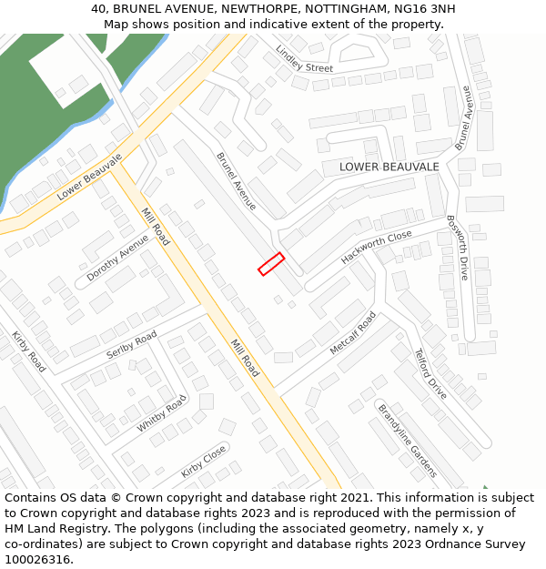 40, BRUNEL AVENUE, NEWTHORPE, NOTTINGHAM, NG16 3NH: Location map and indicative extent of plot