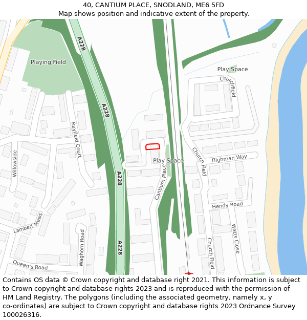 40, CANTIUM PLACE, SNODLAND, ME6 5FD: Location map and indicative extent of plot