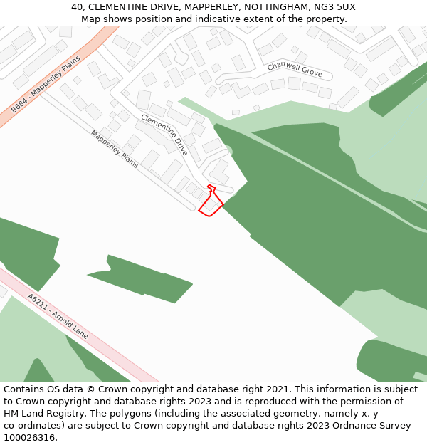 40, CLEMENTINE DRIVE, MAPPERLEY, NOTTINGHAM, NG3 5UX: Location map and indicative extent of plot