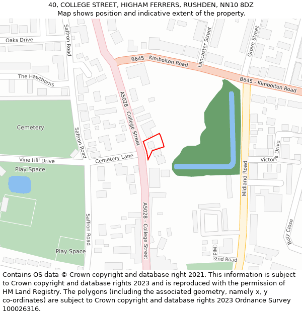 40, COLLEGE STREET, HIGHAM FERRERS, RUSHDEN, NN10 8DZ: Location map and indicative extent of plot