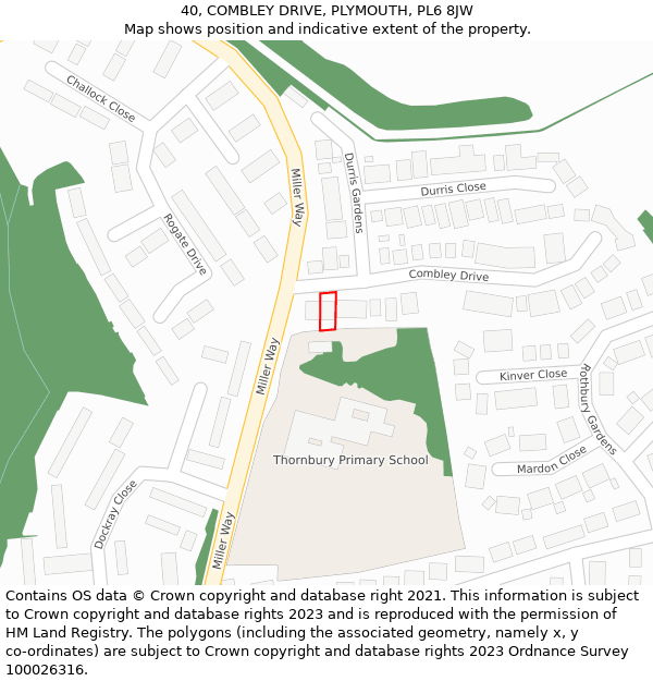 40, COMBLEY DRIVE, PLYMOUTH, PL6 8JW: Location map and indicative extent of plot