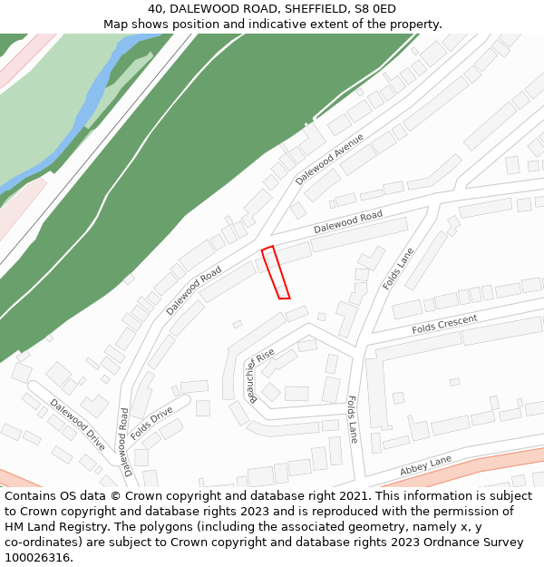 40, DALEWOOD ROAD, SHEFFIELD, S8 0ED: Location map and indicative extent of plot