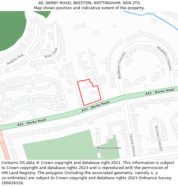 40, DERBY ROAD, BEESTON, NOTTINGHAM, NG9 2TG: Location map and indicative extent of plot