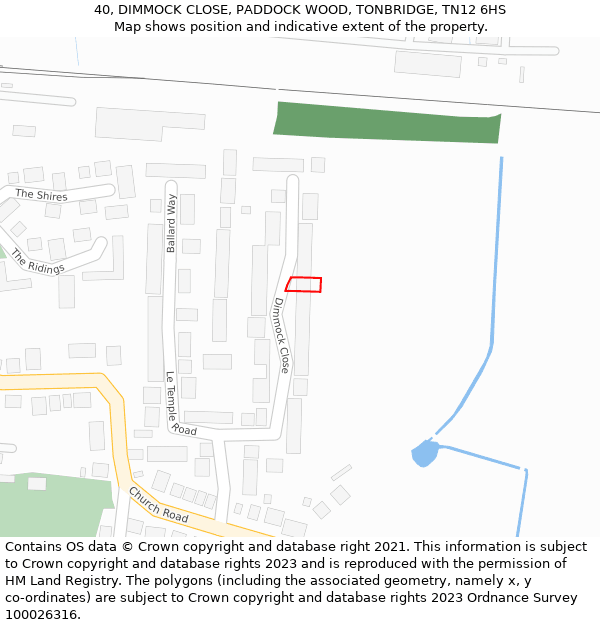 40, DIMMOCK CLOSE, PADDOCK WOOD, TONBRIDGE, TN12 6HS: Location map and indicative extent of plot