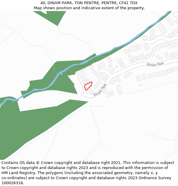 40, DINAM PARK, TON PENTRE, PENTRE, CF41 7DX: Location map and indicative extent of plot