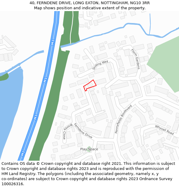 40, FERNDENE DRIVE, LONG EATON, NOTTINGHAM, NG10 3RR: Location map and indicative extent of plot