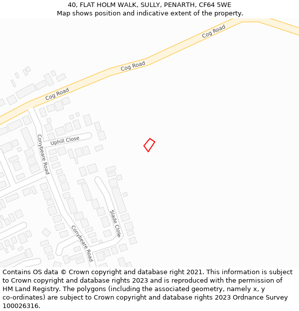 40, FLAT HOLM WALK, SULLY, PENARTH, CF64 5WE: Location map and indicative extent of plot