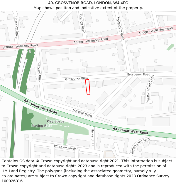 40, GROSVENOR ROAD, LONDON, W4 4EG: Location map and indicative extent of plot