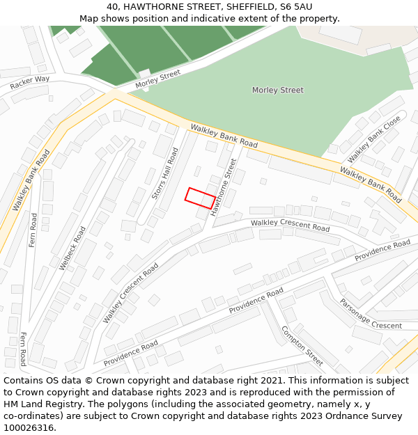 40, HAWTHORNE STREET, SHEFFIELD, S6 5AU: Location map and indicative extent of plot