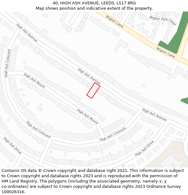 40, HIGH ASH AVENUE, LEEDS, LS17 8RG: Location map and indicative extent of plot