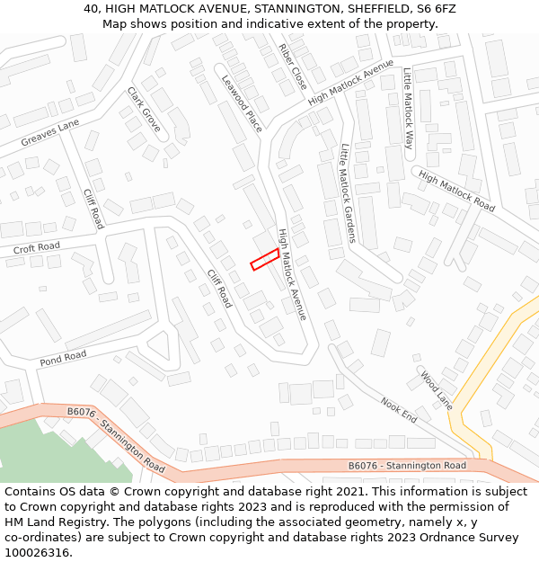 40, HIGH MATLOCK AVENUE, STANNINGTON, SHEFFIELD, S6 6FZ: Location map and indicative extent of plot