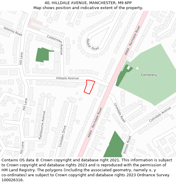 40, HILLDALE AVENUE, MANCHESTER, M9 6PP: Location map and indicative extent of plot