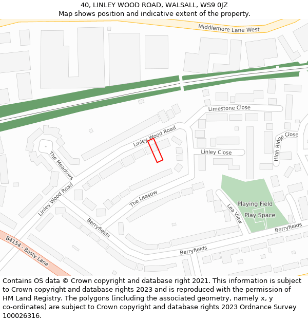 40, LINLEY WOOD ROAD, WALSALL, WS9 0JZ: Location map and indicative extent of plot