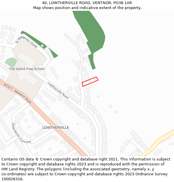 40, LOWTHERVILLE ROAD, VENTNOR, PO38 1AR: Location map and indicative extent of plot