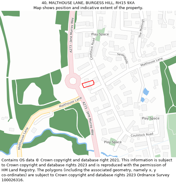 40, MALTHOUSE LANE, BURGESS HILL, RH15 9XA: Location map and indicative extent of plot