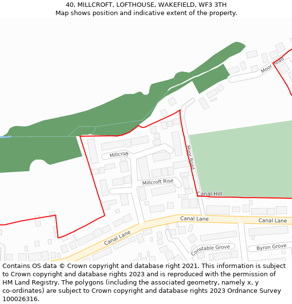 40, MILLCROFT, LOFTHOUSE, WAKEFIELD, WF3 3TH: Location map and indicative extent of plot