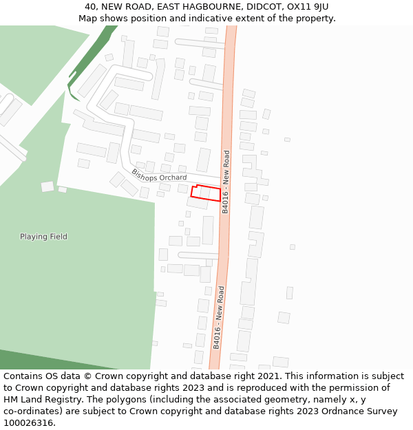40, NEW ROAD, EAST HAGBOURNE, DIDCOT, OX11 9JU: Location map and indicative extent of plot