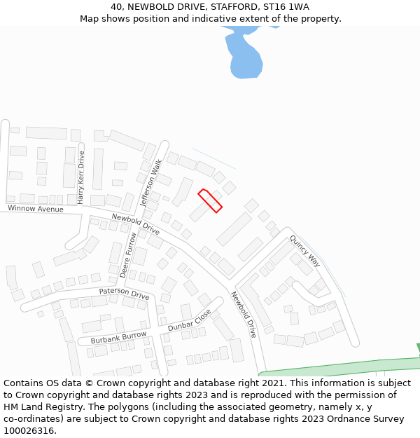 40, NEWBOLD DRIVE, STAFFORD, ST16 1WA: Location map and indicative extent of plot