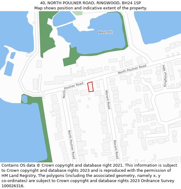 40, NORTH POULNER ROAD, RINGWOOD, BH24 1SP: Location map and indicative extent of plot