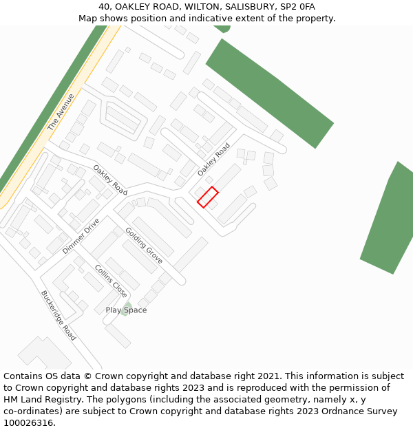 40, OAKLEY ROAD, WILTON, SALISBURY, SP2 0FA: Location map and indicative extent of plot