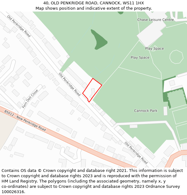 40, OLD PENKRIDGE ROAD, CANNOCK, WS11 1HX: Location map and indicative extent of plot