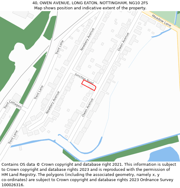 40, OWEN AVENUE, LONG EATON, NOTTINGHAM, NG10 2FS: Location map and indicative extent of plot