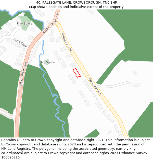 40, PALESGATE LANE, CROWBOROUGH, TN6 3HF: Location map and indicative extent of plot