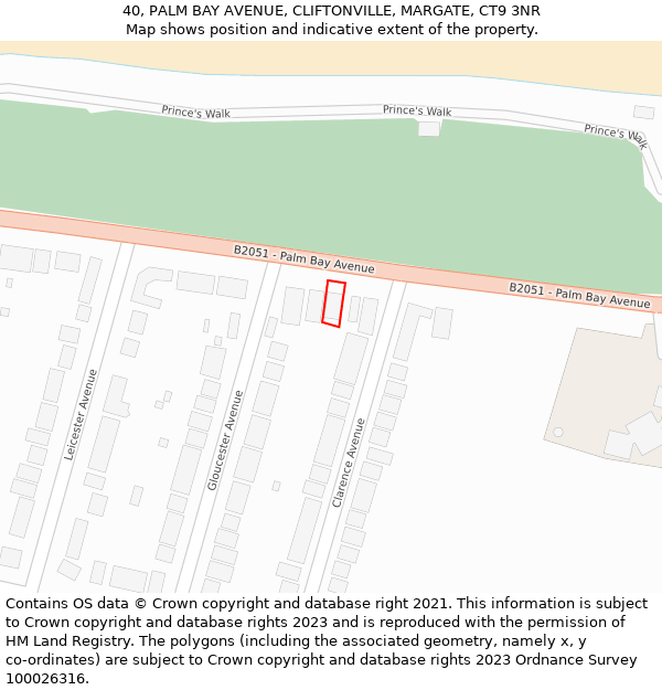 40, PALM BAY AVENUE, CLIFTONVILLE, MARGATE, CT9 3NR: Location map and indicative extent of plot