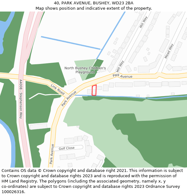40, PARK AVENUE, BUSHEY, WD23 2BA: Location map and indicative extent of plot