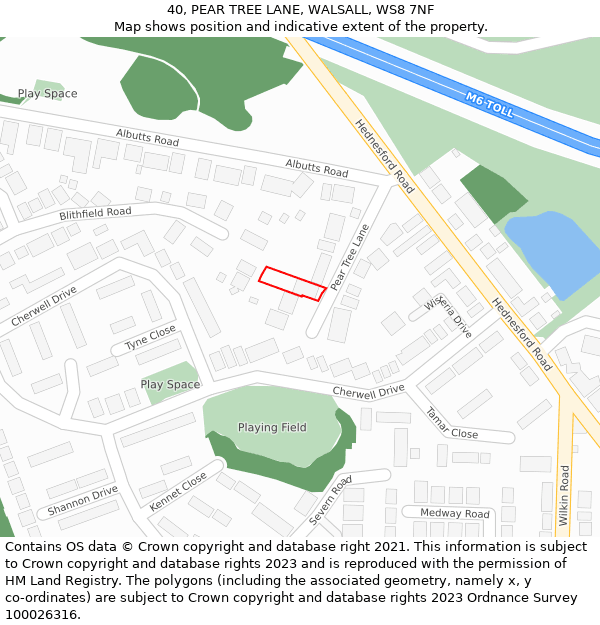 40, PEAR TREE LANE, WALSALL, WS8 7NF: Location map and indicative extent of plot